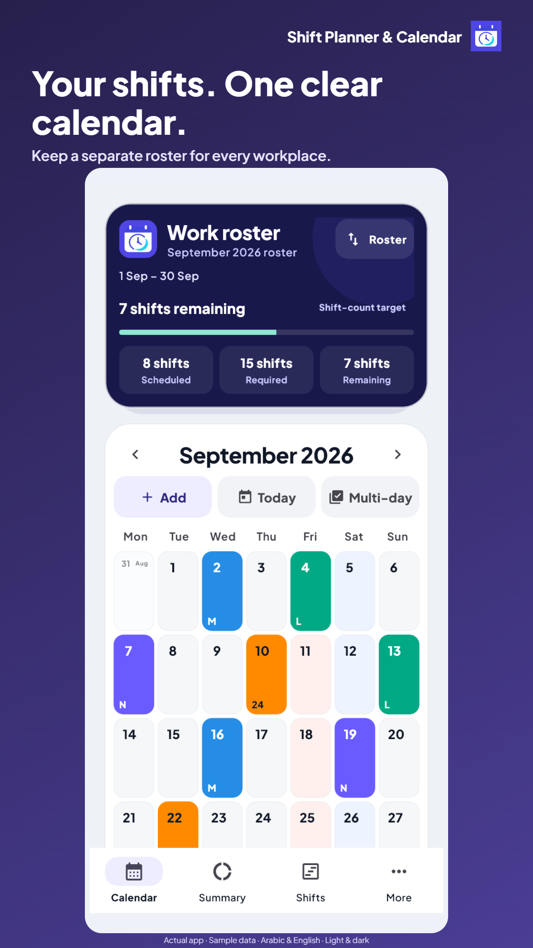 Shift calendar and multiple workplaces